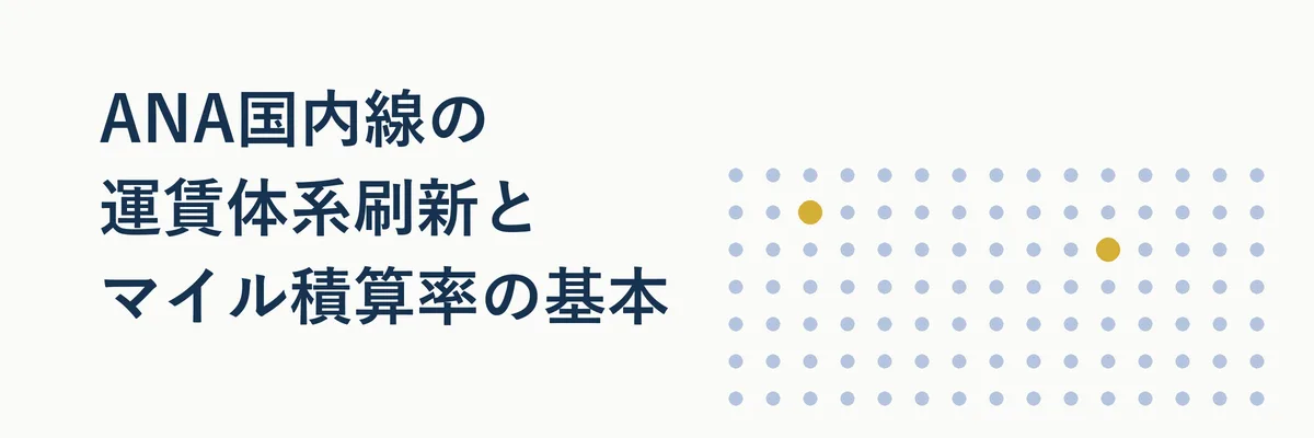 ANA国内線の運賃タイプとマイル積算率の関係を示す図解イラスト