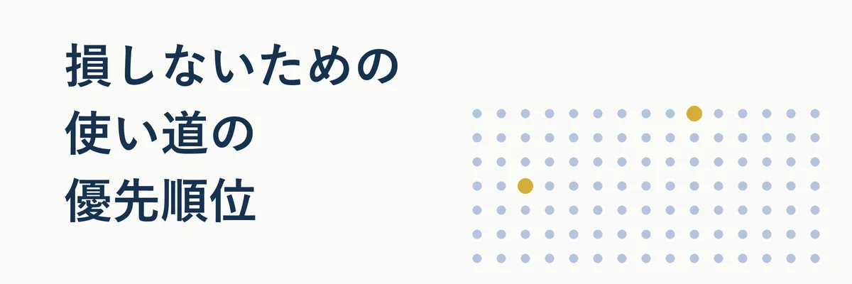 優先順位1・2・3の番号付きで使い道を示すステップ図解