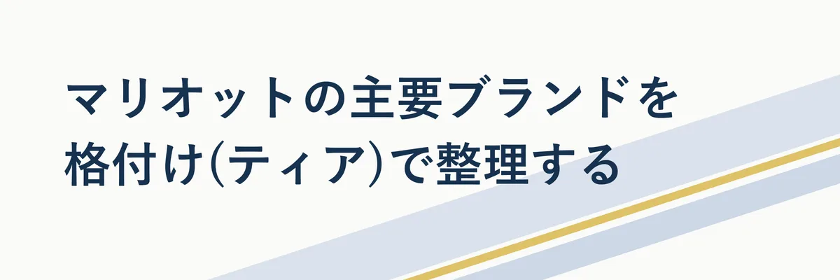 マリオットの主要ブランドをラグジュアリー・プレミアム・セレクト・ロングステイの4ティアで整理した比較図