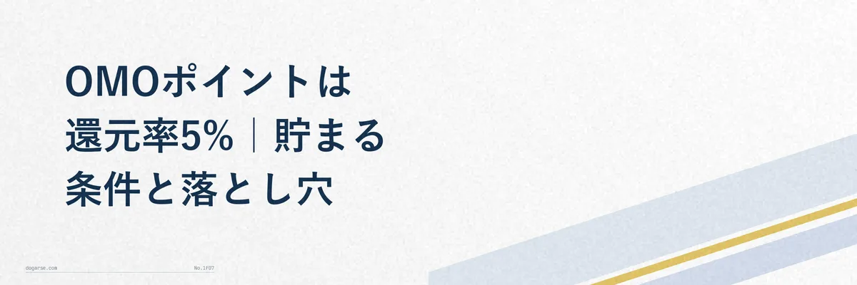 OMOポイントの付与条件と交換までの流れを示したフローチャート図